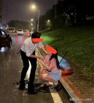 唯美女孩抱膝痛哭图片_女子失恋后蹲在雨中痛哭，男闺蜜赶来将她背回家：我娶你