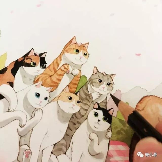 一位绘猫成瘾的插画师，她的作品全是喵咪..（漫画）