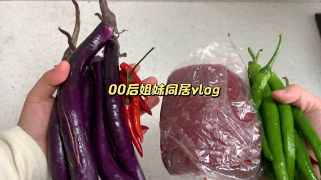 00后姐妹同居vlog：蒜蓉茄子和双椒牛肉