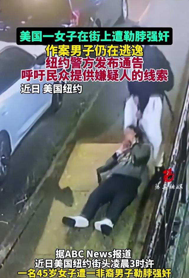 纽约街头一男子勒晕45岁女子，后当街对女子强奸，警方发布通告！