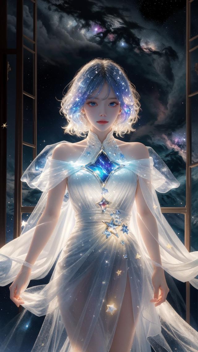 AI壁纸，金银版梦幻霞光美女壁纸