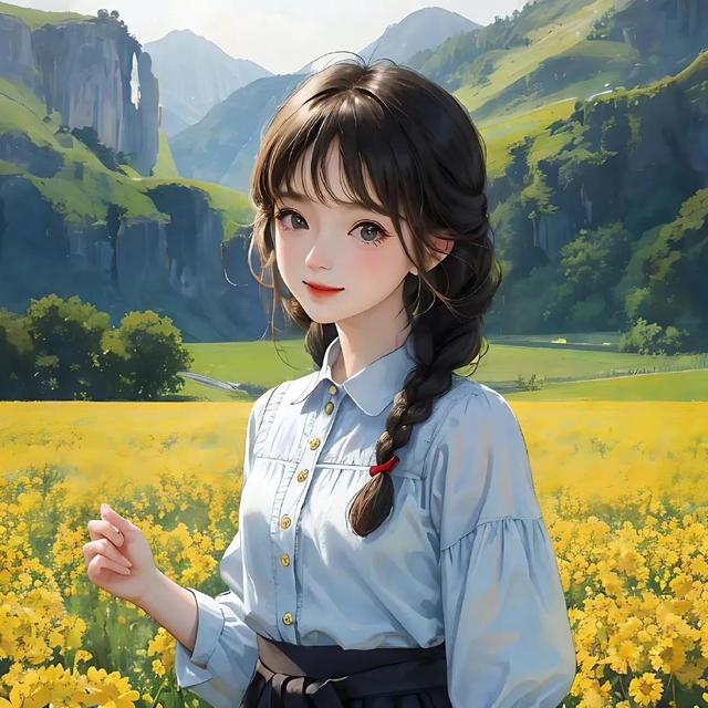 高清头像壁纸｜花丛中的阳光少女