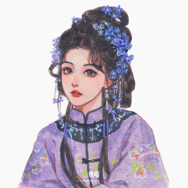 温柔的古风女孩子插画｜青丝绕指，笑靥如花，古风少女，轻舞飞扬