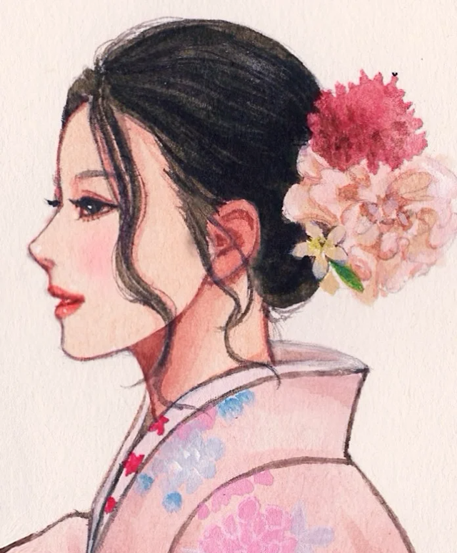 温柔的古风女孩子插画｜青丝绕指，笑靥如花，古风少女，轻舞飞扬