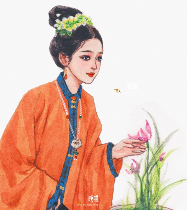 温柔的古风女孩子插画｜青丝绕指，笑靥如花，古风少女，轻舞飞扬