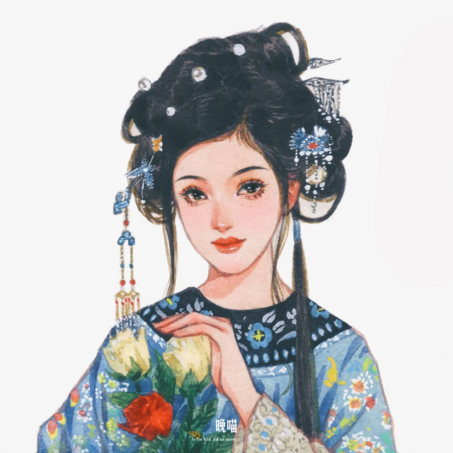 温柔的古风女孩子插画｜青丝绕指，笑靥如花，古风少女，轻舞飞扬