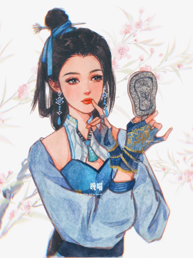 温柔的古风女孩子插画｜青丝绕指，笑靥如花，古风少女，轻舞飞扬