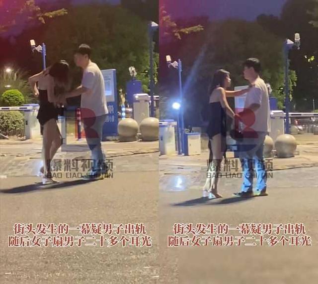 长腿女子街头狂扇男友耳光，男子全程打不还手骂不还口：太奇葩！