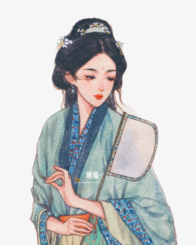 温柔的古风女孩子插画｜青丝绕指，笑靥如花，古风少女，轻舞飞扬