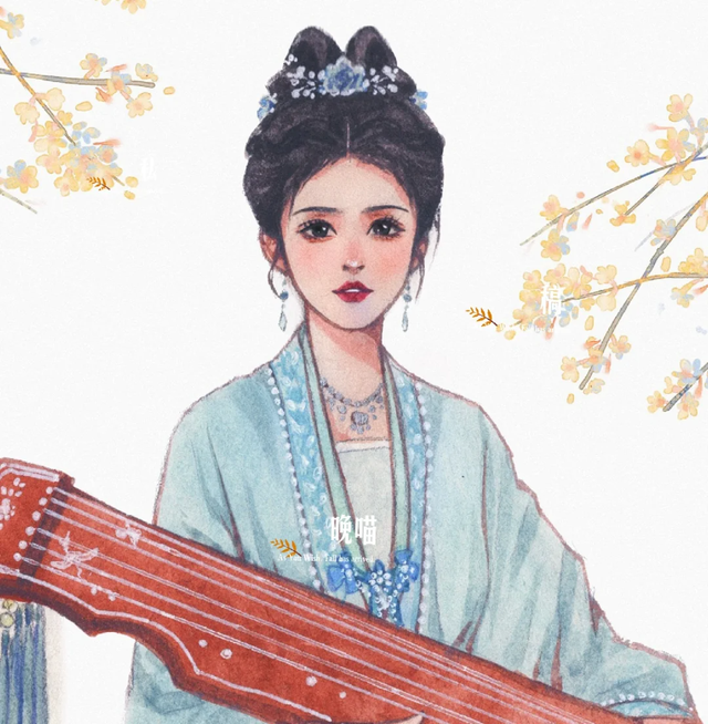 温柔的古风女孩子插画｜青丝绕指，笑靥如花，古风少女，轻舞飞扬