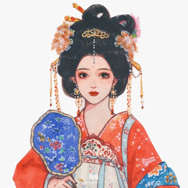 温柔的古风女孩子插画｜青丝绕指，笑靥如花，古风少女，轻舞飞扬