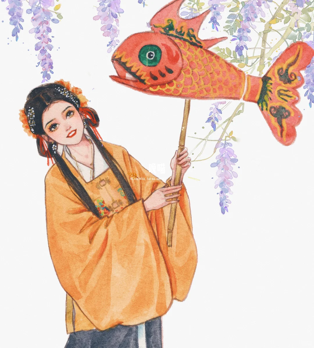 温柔的古风女孩子插画｜青丝绕指，笑靥如花，古风少女，轻舞飞扬