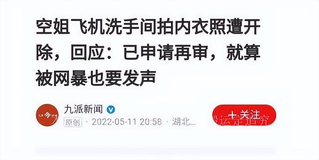 空姐舱内穿情趣内衣拍照被开除，自称超级舒服，网友：跟没穿一样