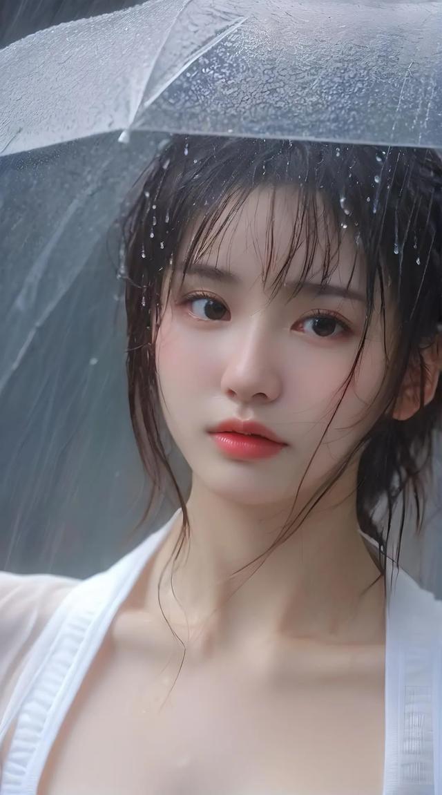 气质美女 纯美女 清纯少女 下雨也是一种美