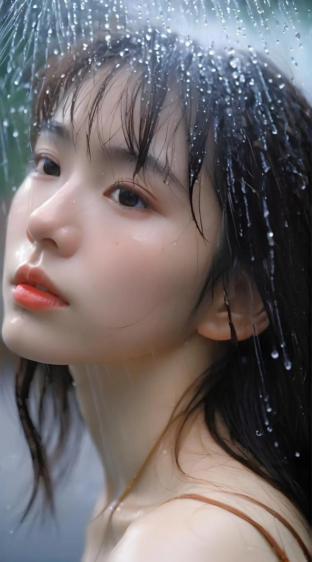 气质美女 纯美女 清纯少女 下雨也是一种美