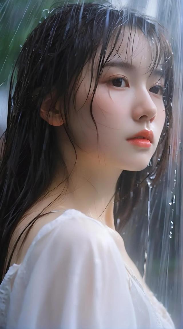 气质美女 纯美女 清纯少女 下雨也是一种美