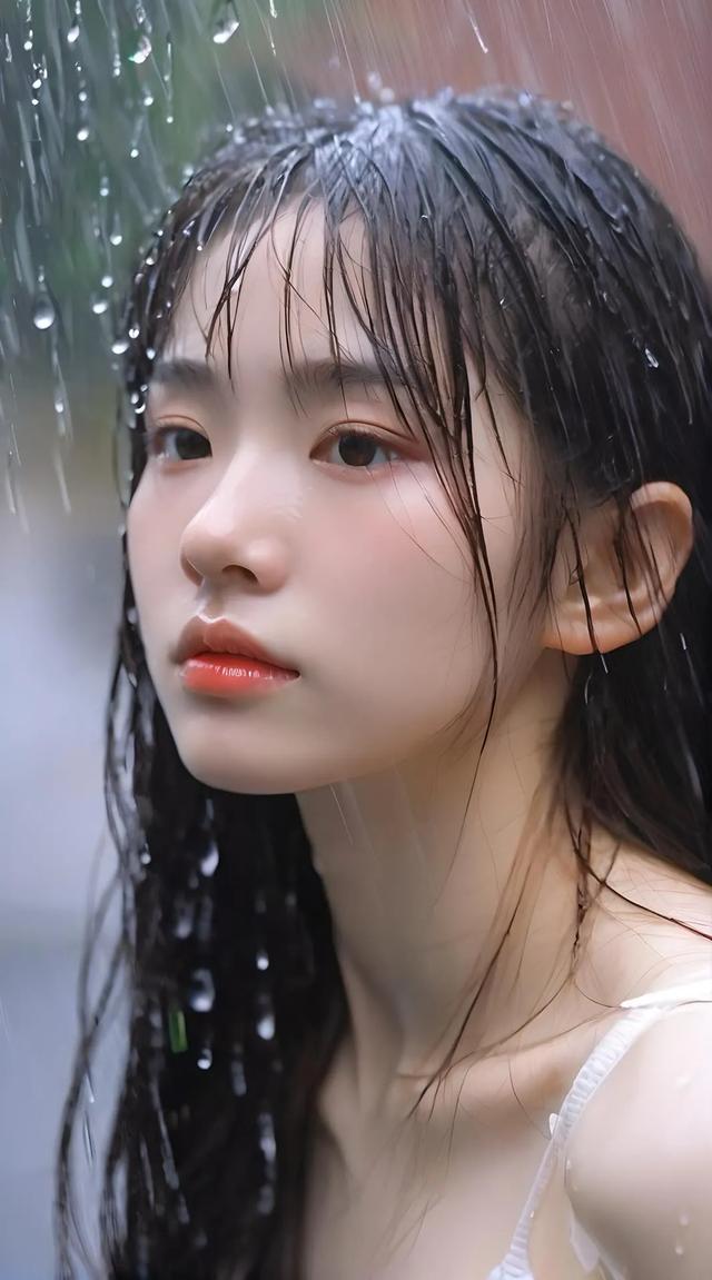 气质美女 纯美女 清纯少女 下雨也是一种美