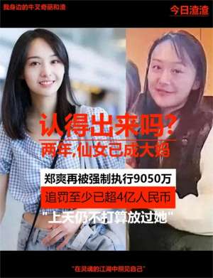 天涯政治美女郑爽(郑爽被强制执行9050万元)