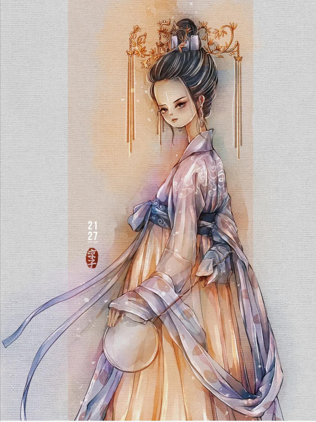 不得不看的一组古风小美人插画，每一个都很有特色，有故事