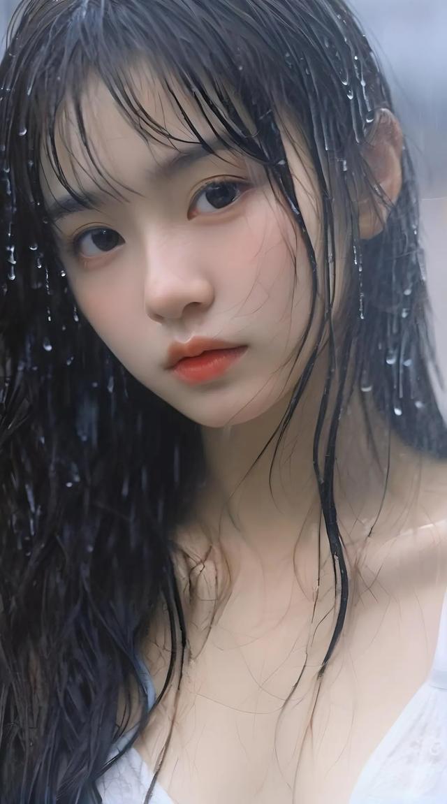 气质美女 纯美女 清纯少女 下雨也是一种美