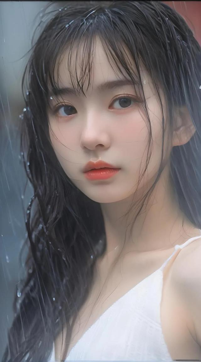 气质美女 纯美女 清纯少女 下雨也是一种美